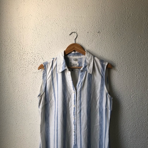 Malvin | Light Blue & White Linen Blend Dress XL - Picture 2 of 8